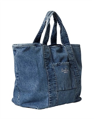 Merge East West Denim Tote Taske